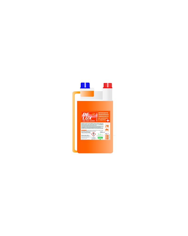 DE-LUX PAVIMENTI E SUPERFICI 1 LT CON DOSATORE Detergente / Deodorante / Igienizzante. AGRUMI