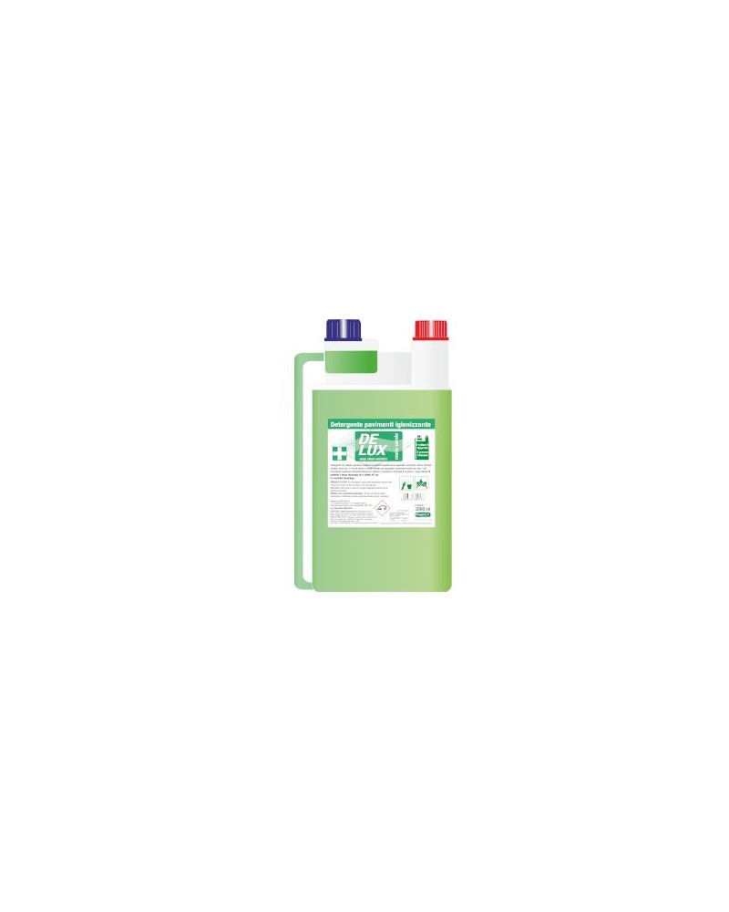 DE-LUX PAVIMENTI E SUPERFICI 1 LT CON DOSATORE Detergente / Deodorante / Igienizzante. MELA VERDE