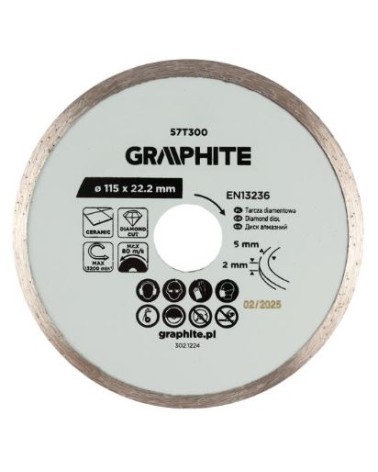 DISCO DA TAGLIO DIAMANTATO, 115 X 22,2 MM, TAGLIO UMIDO - GRAPHITE 57T300