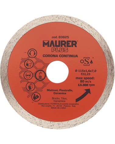 DISCO DIAMANTATO CORONA CONTINUA MM 115X1,6X6,5X22,2