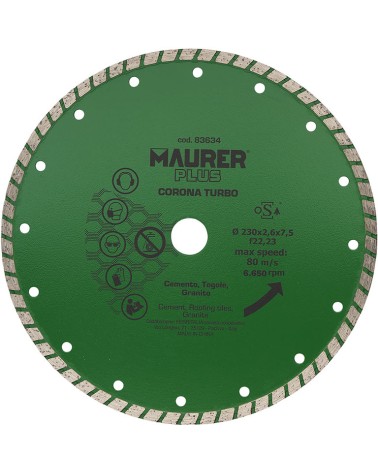 DISCO DIAMANTATO CORONA TURBO MM 115X2,2X7,5X22,2