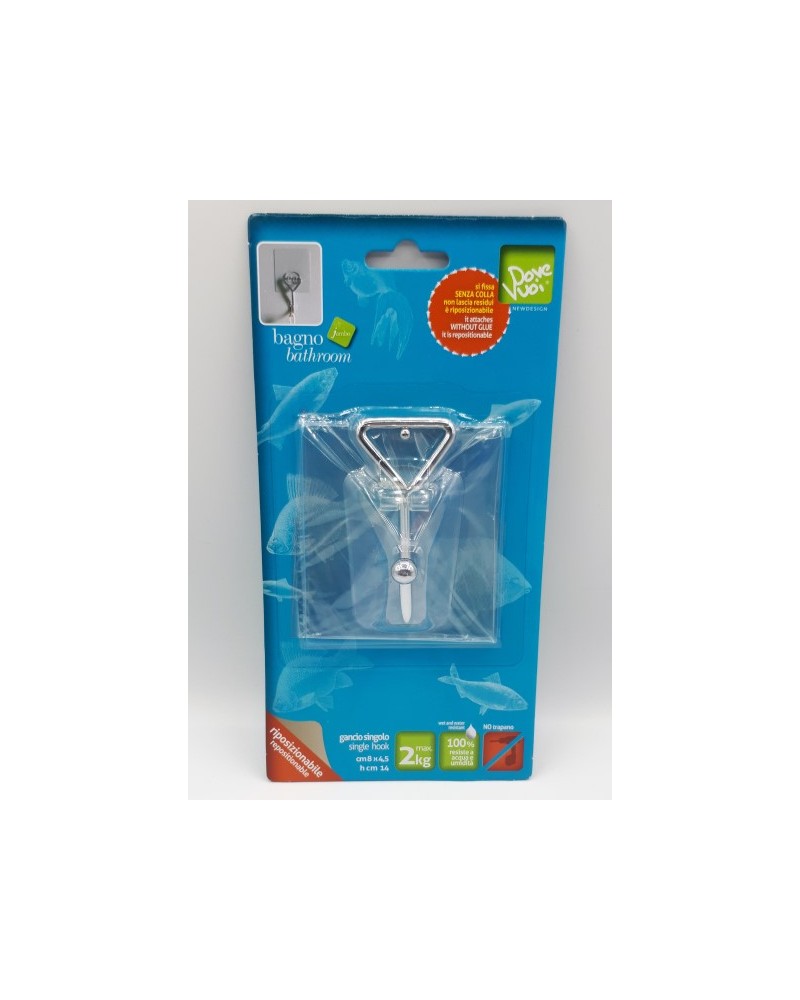 GANCIO SINGOLO RIPOSIZIONABILI  TRASPARENTI CM8x4,5 MAX 2KG RESISTE AD ACQUA E UMIDITA'