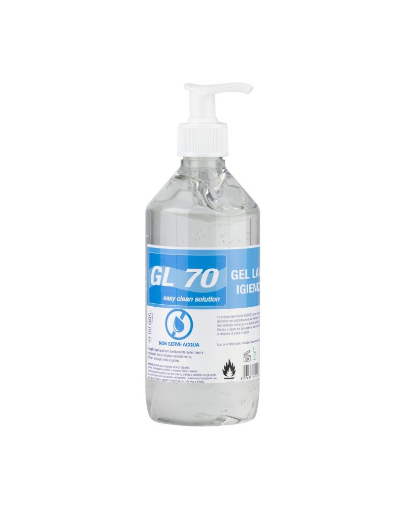 GL 70 GEL MANI ALCOLICO 500ml.E' un igienizzante mani ad uso frequente. Gli ingredienti a base idroalcolica non aggrediscono e n
