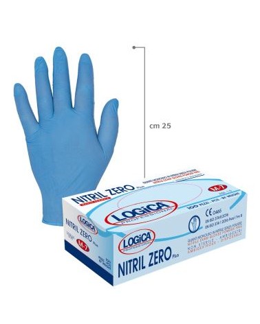 GUANTI MONOUSO NITRILZERO BLU TAGLIA S SENZA POLVERE 100PZ LOGICA