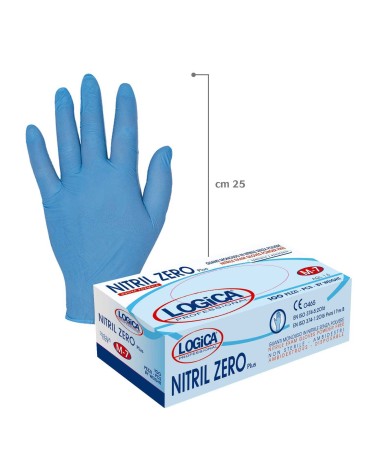 GUANTI MONOUSO NITRILZERO BLU TAGLIA XL SENZA POLVERE 100PZ LOGICA