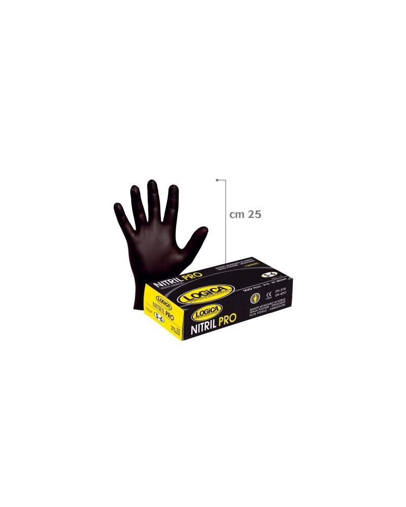GUANTO NITRILE NERO 7 GRAMMI CONFEZIONE 100PZ NITRIL PRO LOGICA TAGLIA XL