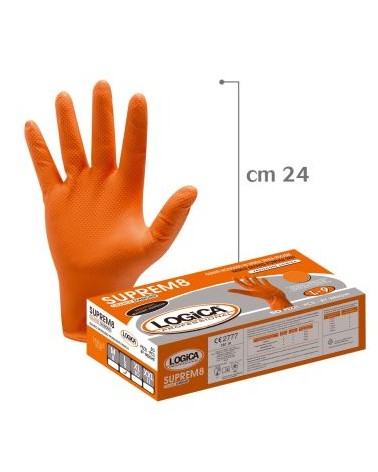 GUANTO NITRILE SUPREM8 TAGLIA M cm 24, senza polvere, 50 PEZZI LOGICA