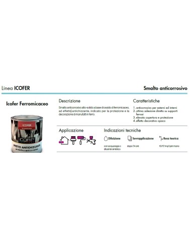 ICOFER 6003 GRIGIO SCURO GRANA GROSSA ML 750 VERNICE FERROMICACEA BASE GS