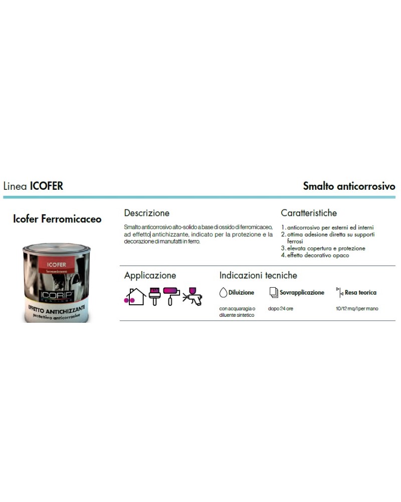 ICOFER 6003 GRIGIO SCURO GRANA GROSSA ML 750 VERNICE FERROMICACEA BASE GS