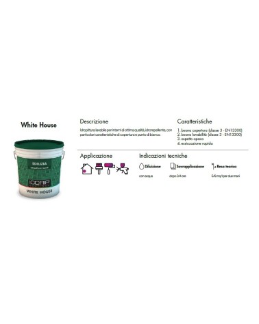 IDROPITTURA LAVABILE WHITE HOUSE 2,50LT BIANCO ALTA COPERTURA.