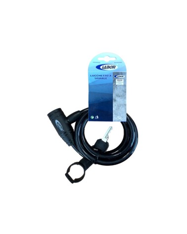 Labor lucchetto TY 506A a spirale, con supporti per l'ancoraggio sulla bicicletta. Dimensioni diametro mm. 10, lunghezza mm. 180