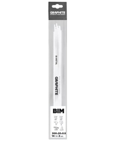 LAMA PER SEGA A GATTUCCIO 300 x 20 x 0,9 mm 14TPI 2 PEZZI BI-METAL - GRAPHITE 57H948