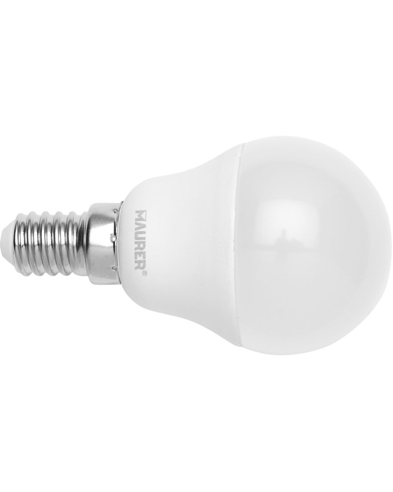 Lampadina a LED dimmerabile MAURER sfera - supporto in plastica - diametro 45 mm - attacco E14 - 3000 K (luce bianca calda)