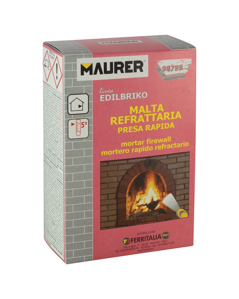 MALTA REFRATTARIA RAPIDA 5KGMalta silicea-alluminosa a presa idraulica, pronta all'uso - ottima resistenza al calore e una forte
