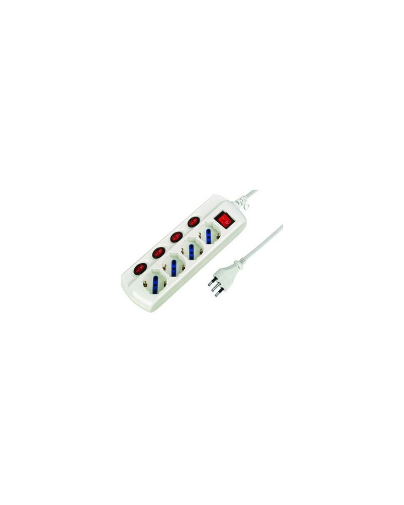 MULTIPRESA 4 PRESE BIPOLARE /SCHUKO CON 5 INTERRUTTORI