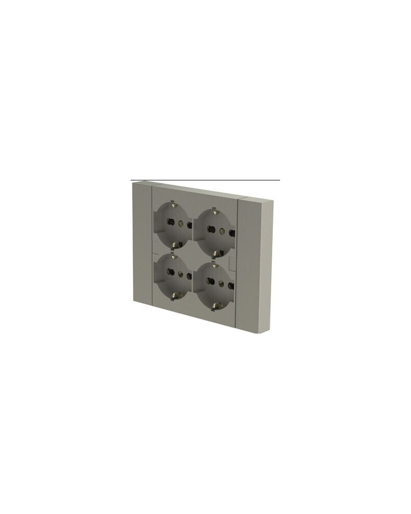 MULTIPRESA INCASSO QUADRA 4 PRESE BIPRESA SCHUKO TITANIO