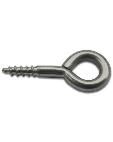 Occhiolo a vite 20X60MM con filettatura a legno tornita in acciaio INOX AISI 304 (A2). ART. 100/I