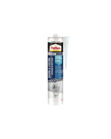 PATTEX SILICONE  PER BAGNI E CUCINE ANTIMUFFA NEUTRO B&C BIANCO ML300