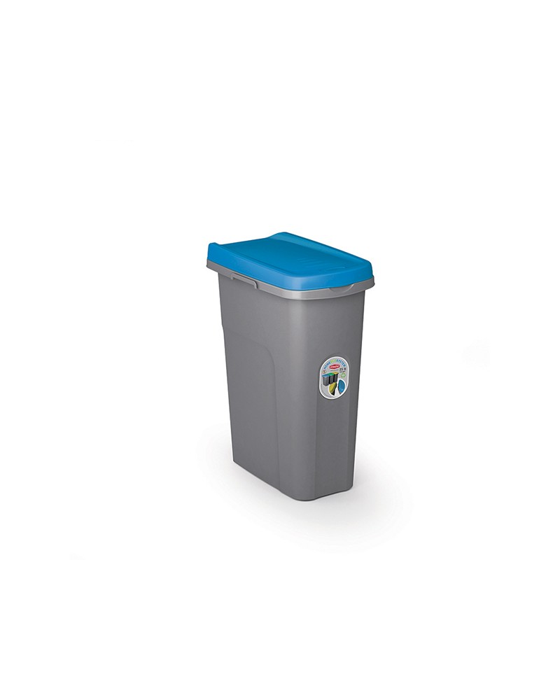 PATTUMIERA HOME ECO SYSTEM LT25 CON COPERCHIO BLU.Pattumiera modulare salvaspazio, con sistema di aggancio laterale per la racco