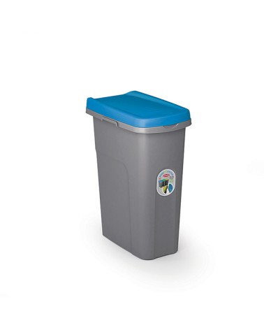 PATTUMIERA HOME ECO SYSTEM LT25 CON COPERCHIO BLU.Pattumiera modulare salvaspazio, con sistema di aggancio laterale per la racco