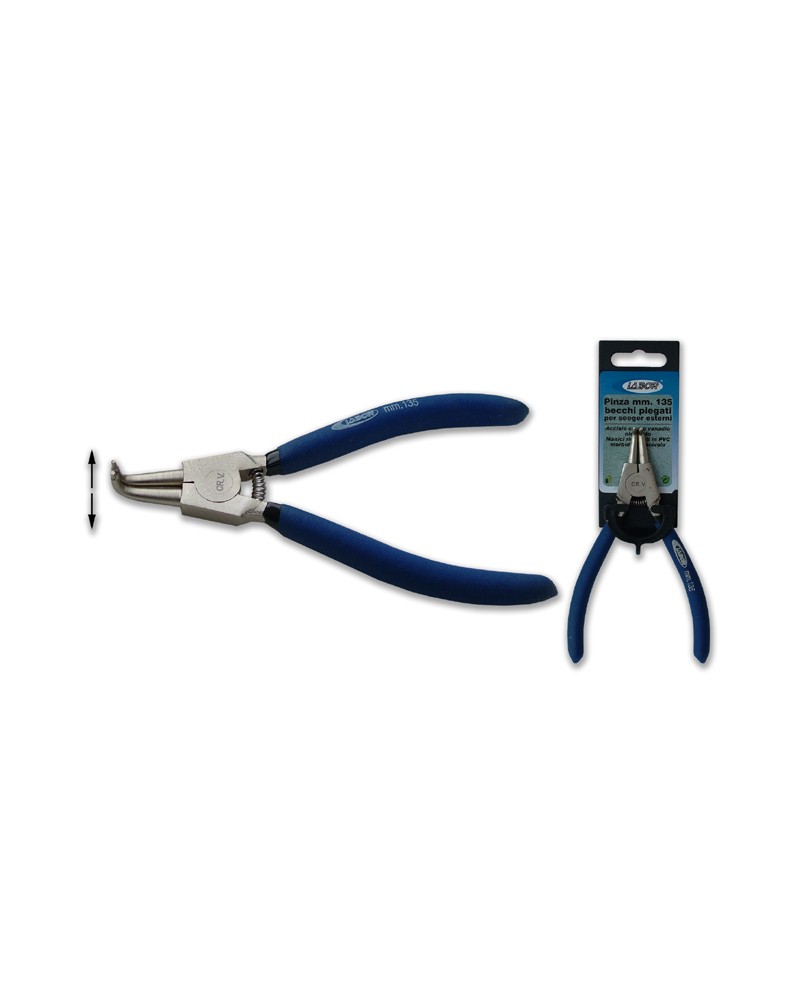 Pinza LABOR MM175 per anelli elastici di sicurezza ( SEEGER ) con becchi PIEGATI per esterni.