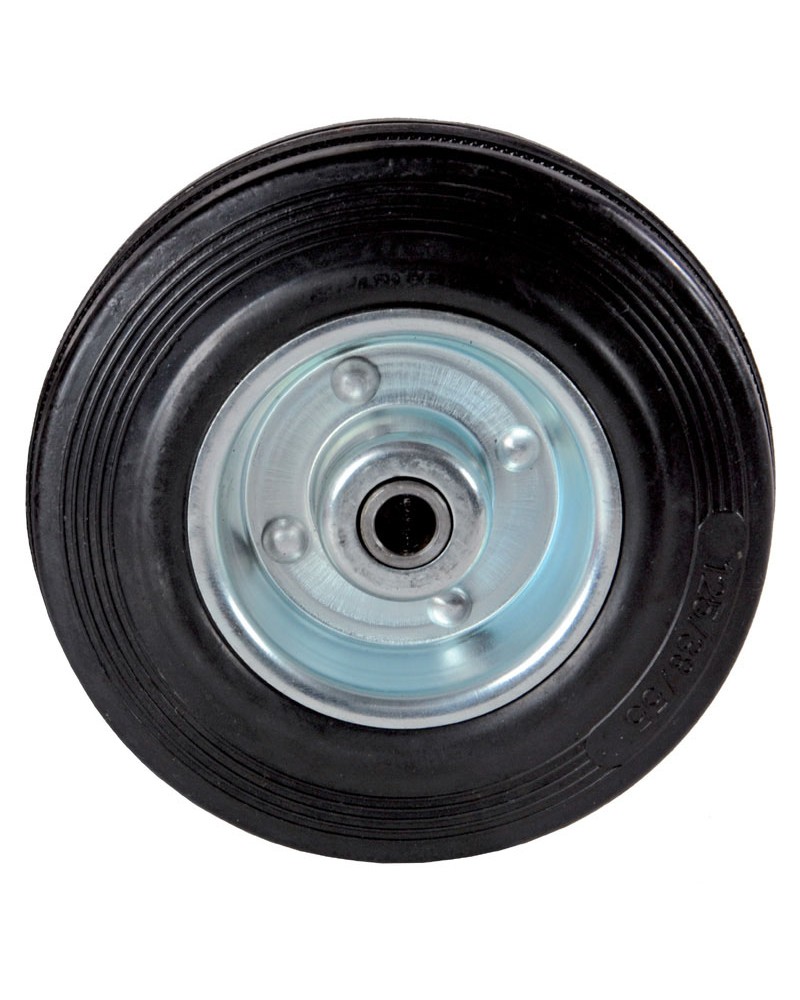 Ruota in gomma nera 80mm MAURER - dischi in lamiera con cuscinetto a rulli - boccola di riduzione - solo ruota