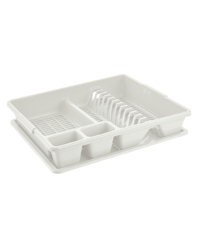 SCOLAPIATTI GRANDE BIANCO IN PLASTICA ALTEZZA cm 8,5 LARGHEZZA cm38, 	PROFONDITA' cm46,5, Scolapiatti grande con vassoio raccogl