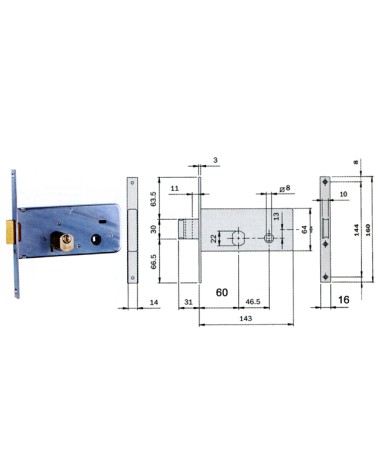 SERRATURA ISEO 712601 FASCIA FR 16 CON CILINDRO E60