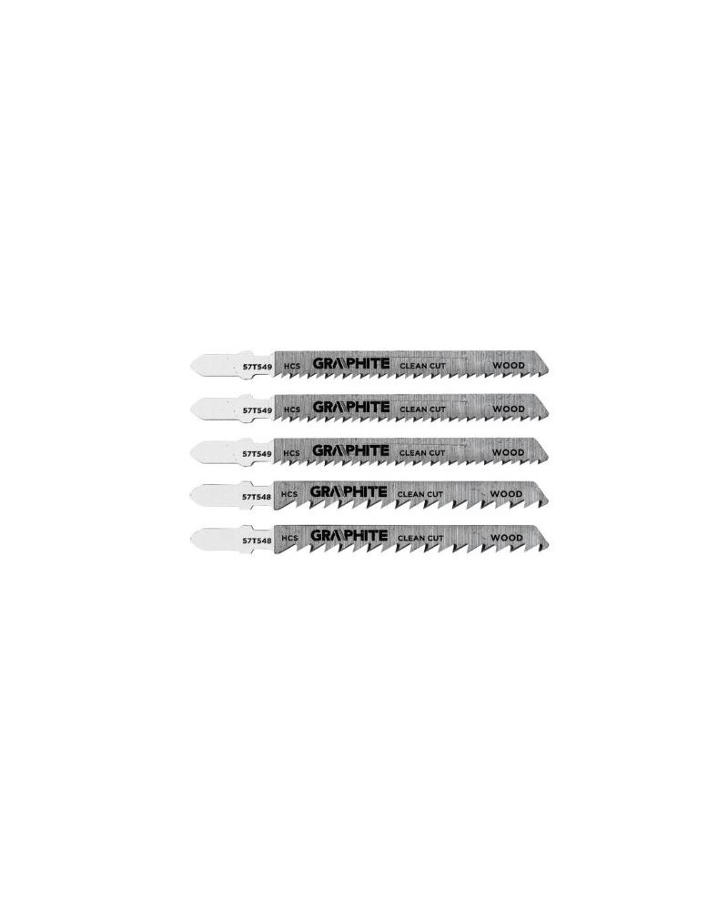 SET DI LAME PER SEGHETTO ALTERNATIVO, 6 TPI, 10 TPI, HCS, ATTACCO A T, 5 PEZZI - GRAPHITE 57T551