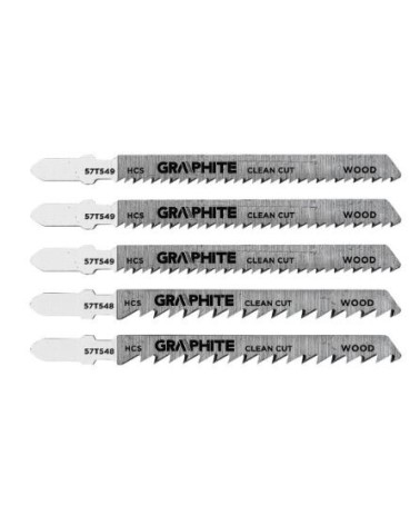 SET DI LAME PER SEGHETTO ALTERNATIVO, 6 TPI, 10 TPI, HCS, ATTACCO A T, 5 PEZZI - GRAPHITE 57T551