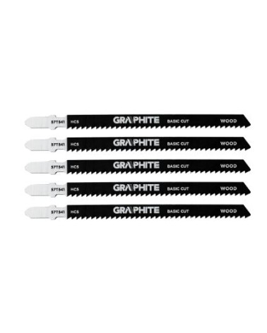 SET DI LAME PER SEGHETTO ALTERNATIVO, 9 TPI, HCS, ATTACCO A T, 5 PEZZI - GRAPHITE 57T541