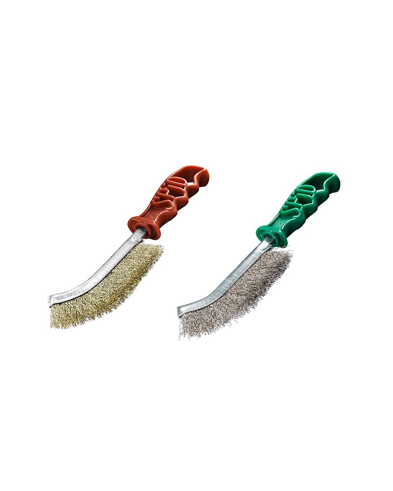 Spazzola a mano universale SPID in acciaio CON MANICO LUNGO. Il manico ergonomico la rendono ideale per lavori con forti pressio