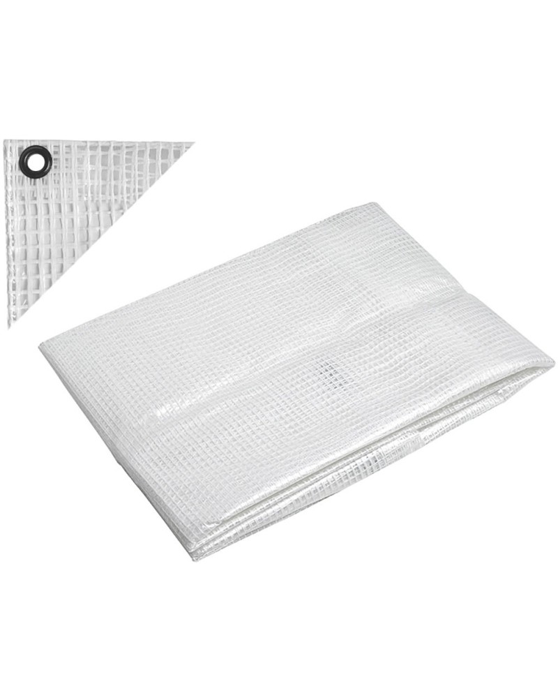 Telo multiuso retinato  MT 3,5X1,9  occhiellato PAPILLON in pvc - colore bianco trasparente - foglio laminato 140 gr/mq (+3%) - 