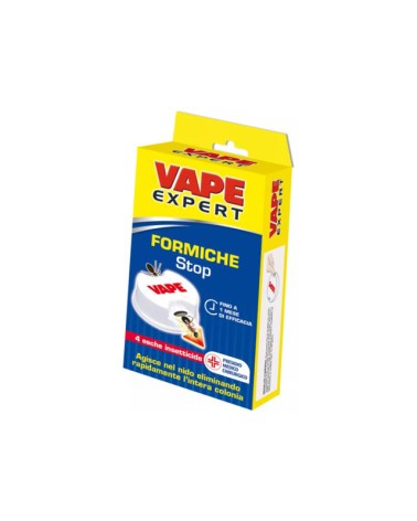 VAPE ESCA FORMICHE STOP 4 PEZZI. Efficace per oltre 3 mesi, facile da usare, non sporca, inodore. Elimina l'intera colonia rapid