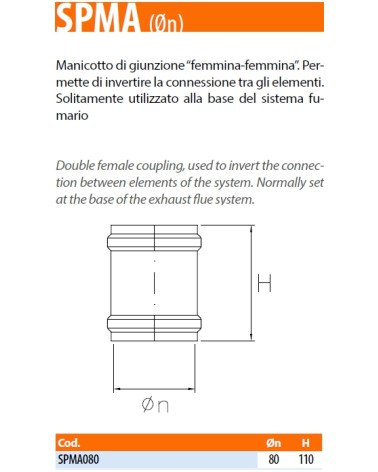 MANICOTTO PELLET diametro 80  DEMA