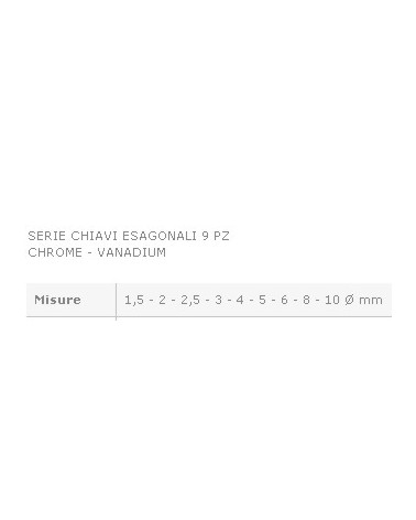 SERIE 9 CHIAVI ESAGONALI  