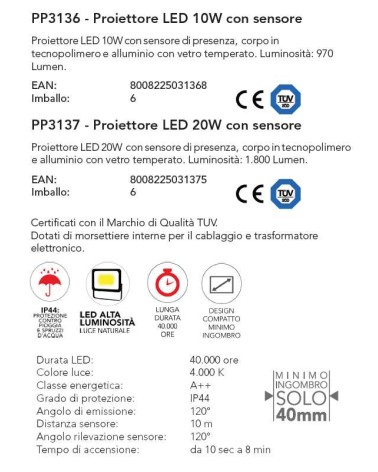 FARO LED 10W C/SENS CREP. 