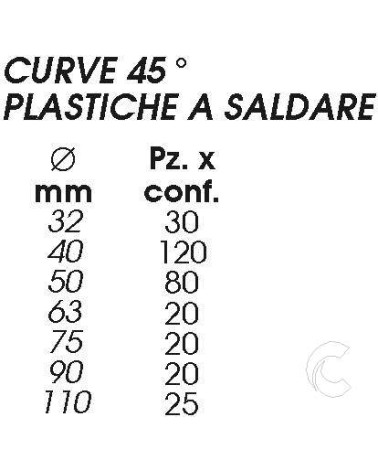 CURVA 45? PLAST SALD. diametro  40