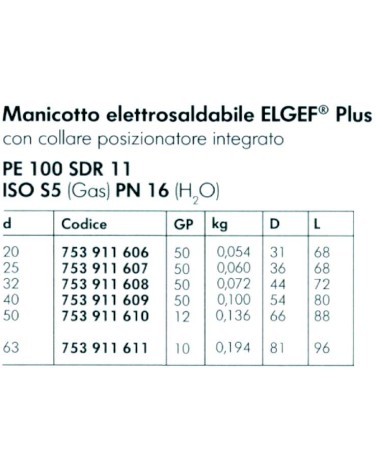MANICOTTO ELETTROSALD diametro  25