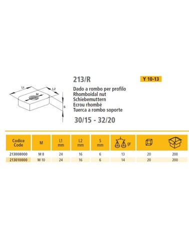 DADO ROMBOIDALE M8 X 30-32