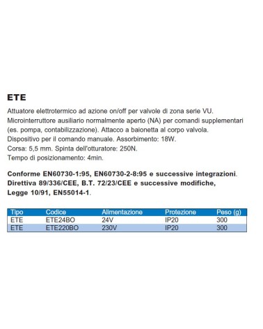 ATTUATORE ON/OFF 230V ETE 