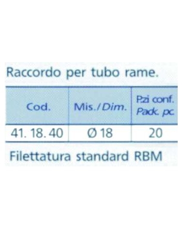 RACCORDO TUBO RAME  18    