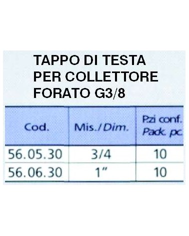 TAPPO FORATO 3/8 GAS 3/4 M
