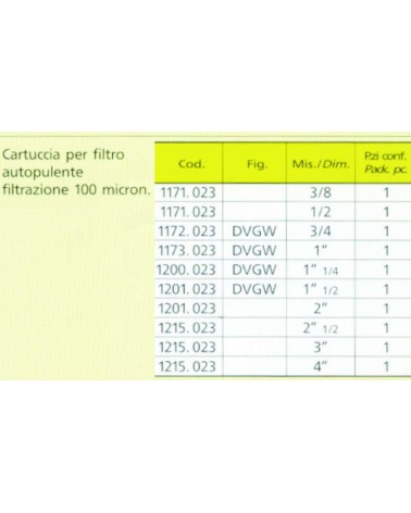 CARTUCCIA X FILT/A 3/8-1/2