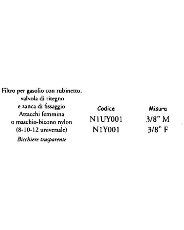FILTRO x GASOLIO 3/8 FEM  