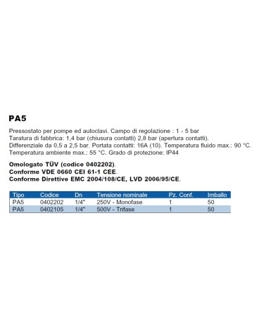 PRESSOST TRIFASE 1-5BAR   