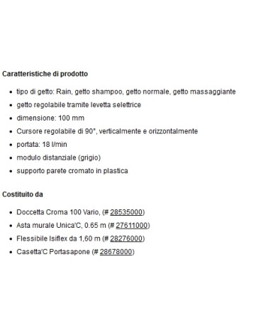 ASTA DOCCIA CROMA 100 CROM