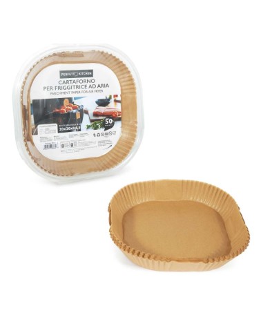 CARTA FORNO QUADRATA PER FRIGGITRICE AD ARIA20X20CM - 50 pz PERFETTO ART. 29386