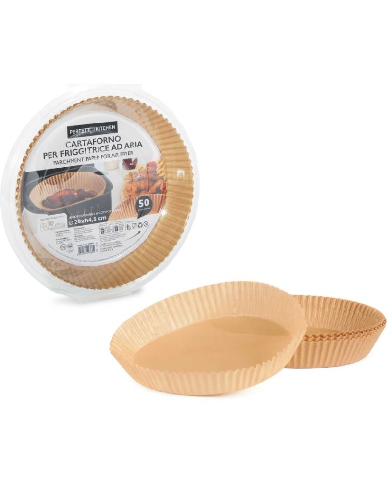 CARTA FORNO TONDA PER FRIGGITRICE AD ARIA Ø 20cm - 50 pz PERFETTO ART. 29380