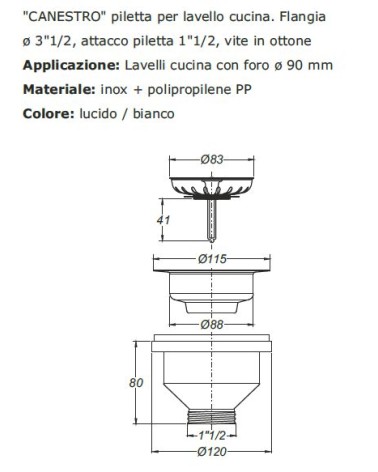 PILETTA BASKET S/TP diametro 90   